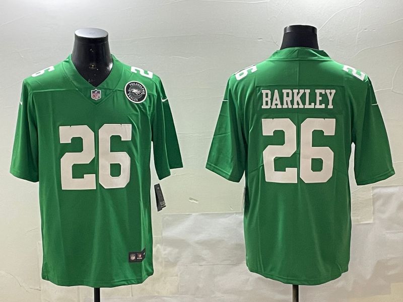 Men Philadelphia Eagles #26 Barkley Green Throwback 2025 Nike Vapor Limited NFL Jersey style 3